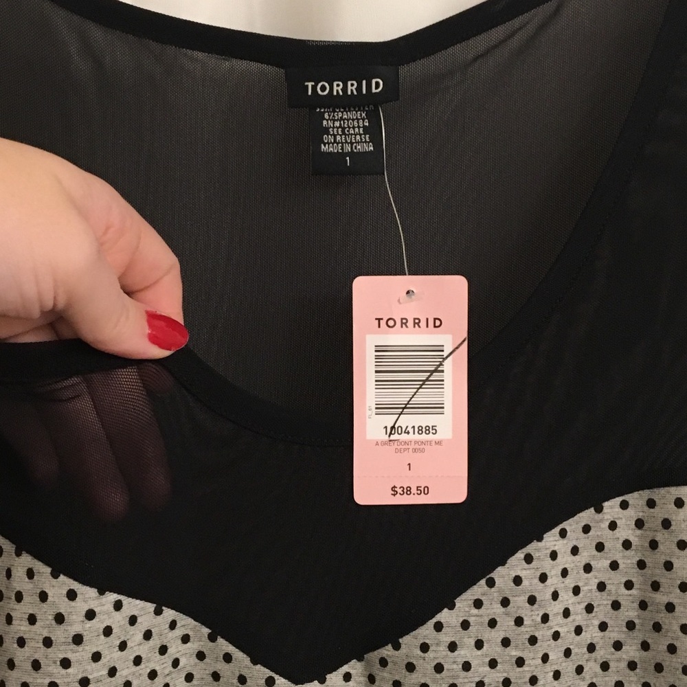 Torrid Peplum Top with Sheer Yoke - Picture 2 of 2